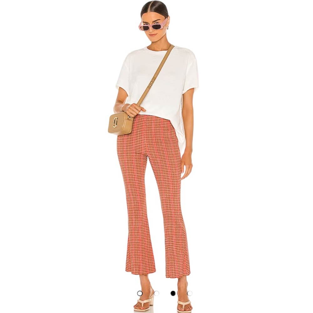 Free People Fine Line Slim Pants In Rust Combo Size Medium NWOT